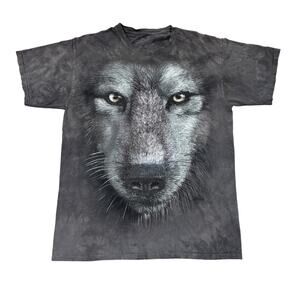 The Mountain Wolf Face AOP Short Sleeve T Shirt Men's Large Y2K Grunge